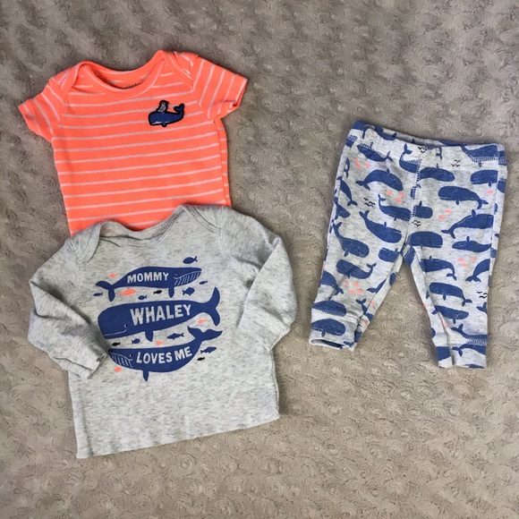 Carter’s Whale Theme Set Size Newborn Orange Blue
